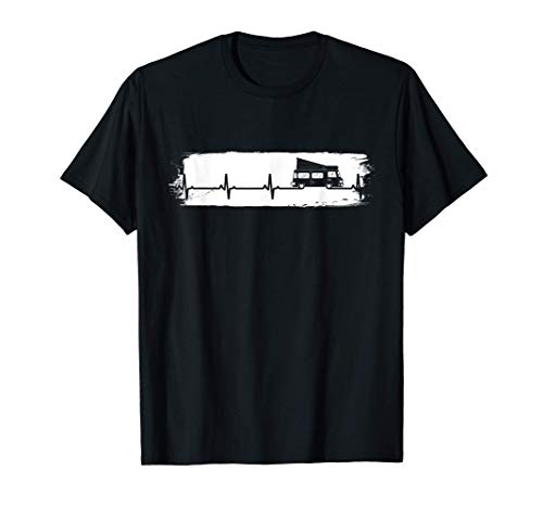 Camping Heartbeat Camping Retro Camper Camiseta