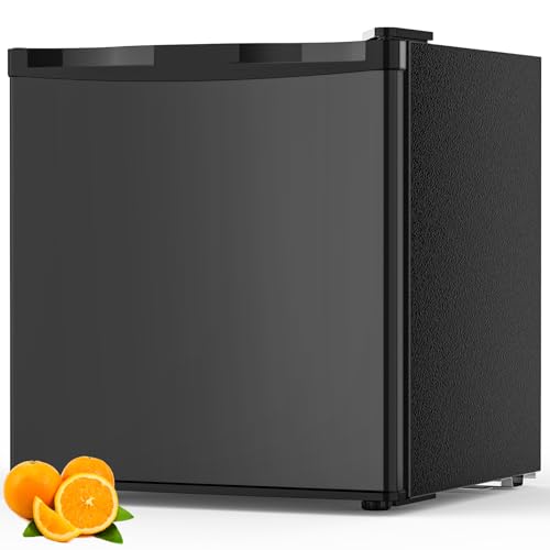 COWSAR 1.6 Cu.ft Mini Fridge with Freezer, Small Refrigerator for Dorm, Office, RV, Bedroom, Adjustable Thermostat, Low Noise, Energy-efficient, Reversible Door (Black, 1.6 CU.FT)