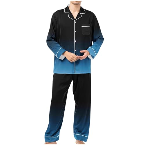 Xiaojmake Mens Pajama Sets 4 way Stretch Soft Lightweight Loungewear Sleepwear Long Sleeve and Pajama Pants with Pockets