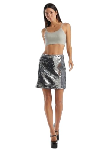 Jupe Argent 4nded002w Benetton en taille 38 au design métallisé et coupe ajustée