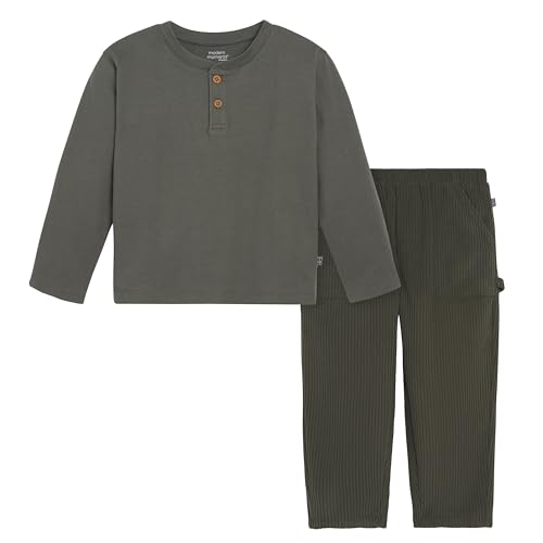Modern Moments by Gerber Boys' Baby and Toddler Henley Shirt with Corduroy Pant Set
