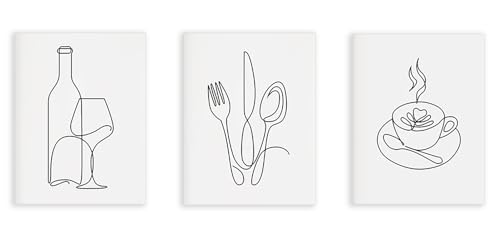 Tasse à café en affiche scandinave et lot de 3 toiles abstraites pour déco de cuisine moderne