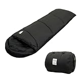 HOTEL CAMPS (ホテルキャンプス) ホット スリーピングバッグ【一年保証】寝袋 シェラフ キャンプ アウトドア オールシーズン 封筒型 コンパクト 洗える 冬キャンプ 4層断熱 アルミシート 車中泊 掛け布団 (ブラック)
