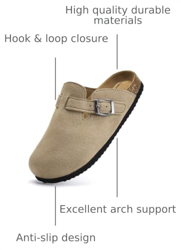 Image of Torotto Kids Clogs Cork Footbed Slippers Arch Support Potato Shoes with Adjustable Strap for Boys Girls