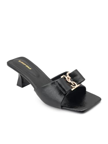 Image of DROP BOLD SQUARE TOE KITTEN HEEL WITH ELEGANT BOW DETAIL FOR WOMEN