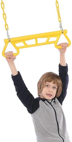 Image of REZNOR Trapeze Swing Bar Playset with Plastic Gym Trapeze Bar for Kids /Adults, | Weight Capacity 120 kg (Yellow)