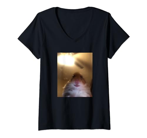 Mujer Hamster mirando a cámara Meme Camiseta Cuello V