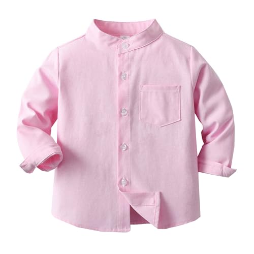 Generisch Chemise Garçons 152 Printemps Chemise Garçons Couleur Unie Col Montant Manches Longues Boutonnage Simple Coton Cardigan Chemise Enfants Chemise 128...