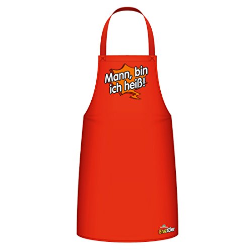 Bruzzzler Grillschürzemit Motivdruck 200100001088-4 Kochschürze, Schürze, Schmutzschutzumhang, Barbecue Schürze, Baumwolle, mit Rückenschnürung, pflegeleicht, maschinenwaschbar, Rot, Maße: 67 x 97 cm Cover