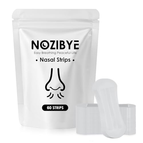 Nozibye 鼻腔拡張テープ いびき防止 鼻テープ 鼻孔拡張テープ 鼻呼吸 いびき軽減と運動体験向上（白, 60枚入）