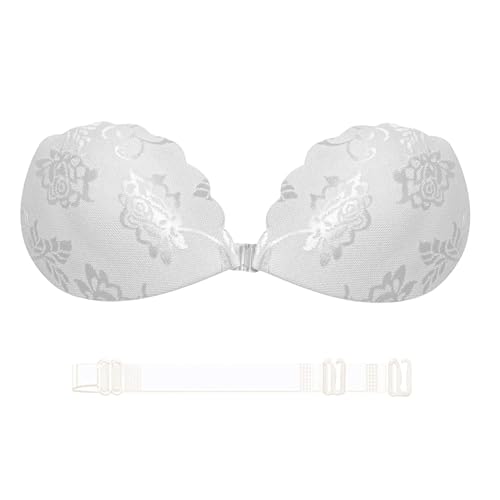Nimiah Soutien-gorge adhésif en dentelle sans bretelles | Soutien-gorge push-up invisible avec motif en dentelle | Soutien-gorge adhésif réutilisable pour...