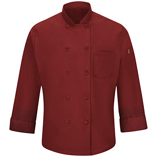 Image of Red Kap Men's Long Sleeve Ten Button Chef Coat with Mimix and Oilblok
