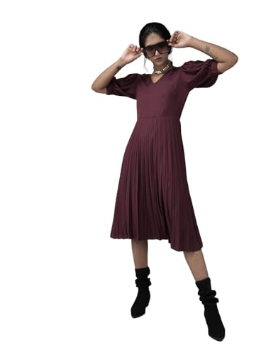 Image of Rare Women's Polyester Fit and Flare Midi Dress