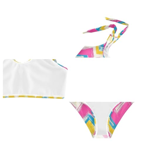Wusikd Colorful Horizontal Girls Swimsuits Two Piece Swimwear Bikini Set for for Girls Size 3T4