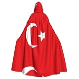 POEZJZW Capa con capucha para mujer, diseño de bandera de Turquía, para fiesta de Navidad, cosplay, Halloween, bruja, fiesta de Navidad