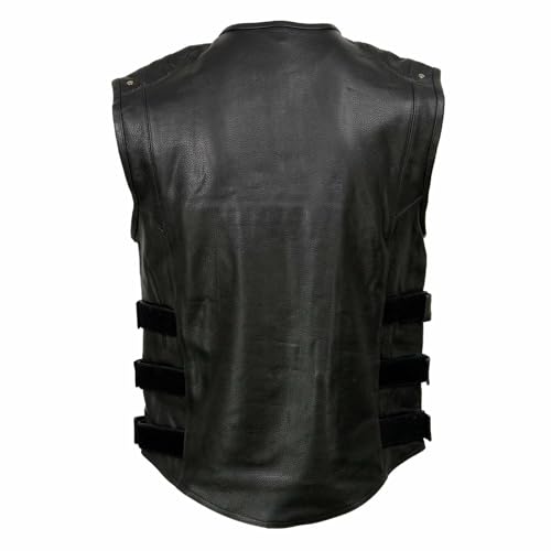 Image of Milwaukee Leather Men's Classic Collarless Motorcycle Biker Rider Leather Vest |MLM|SH