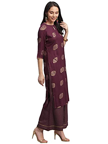 Image of ANNI DESIGNER Women's Rayon Straight Kurta & Palazzo & Dupatta (Ayesha)