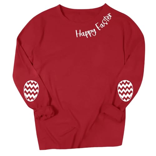 Laquieio Happly Easter Sweatshirts For Women Easter Eggs Graphic Loose Fit Crew Neck Sweat Shirts Festival Pullover Tops Sudaderas Largas Mujer (Red, XL) Laquieio Happly Easter Sweatshirts For Women Easter Eggs Graphic Loose Fit Crew Neck Sweat Shirts Festival Pullover Tops Sudaderas Largas Mujer (Red, XL)