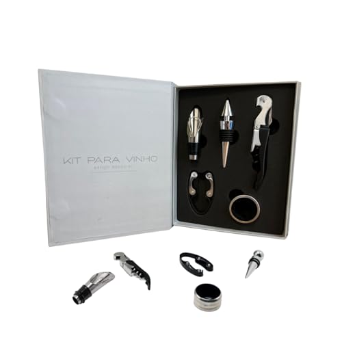 Kit Completo de Acessórios Para Vinho 5 Peças, Abrir Abridor Garrafa, Ideal Para Presentes e Aprecia