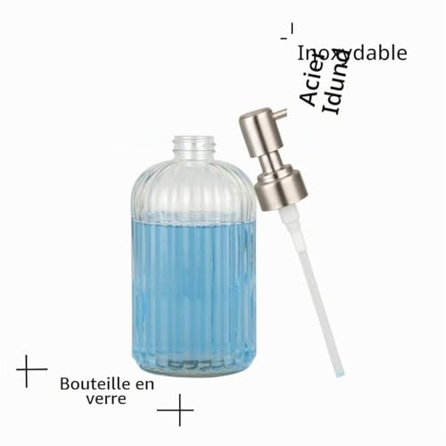 Distributeur savon verre 414 ml pompe inox 304 Plomkeest