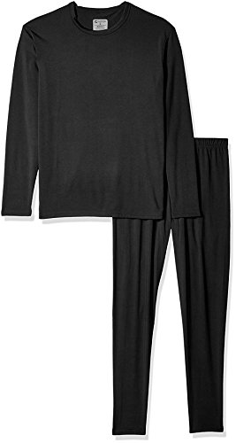 9M Men's Ultra Soft Thermal Underwear Base Layer Long Johns Set with Fleece Lined, Black, Large