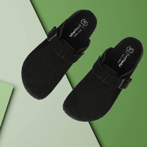 Image of Premium Orthopedic Suede Leather Mules, Lightweight Slip-On Design with Anti-Skid Sole, Cushioned Footbed, Pain-Free Comfort for Indoor Outdoor Use