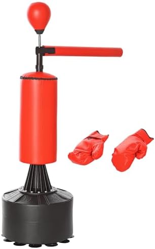 HOMCOM Saco de Boxeo de Pie 155-205 cm, Saco de Boxeo con Barra G...