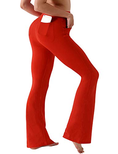 Image of BUBBLELIME 29 inch /31 inch /33 inch /35 inch /37 inch Women High Waist Bootlegs Yoga Pants Tummy Control Bootcut Workout Flared Out Pockets