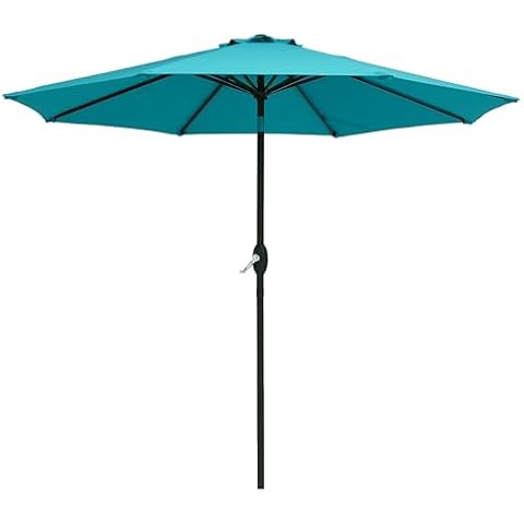 Bonosuki 9FT Patio Umbrella for Outdoor with Push Button Tilt and Crank, Outdoor Patio Umbrellas Table Umbrella 8 Sturdy Ribs UV Protection Waterproof for Market, Garden, Deck, Backyard, Pool (Lake Blue) Cover