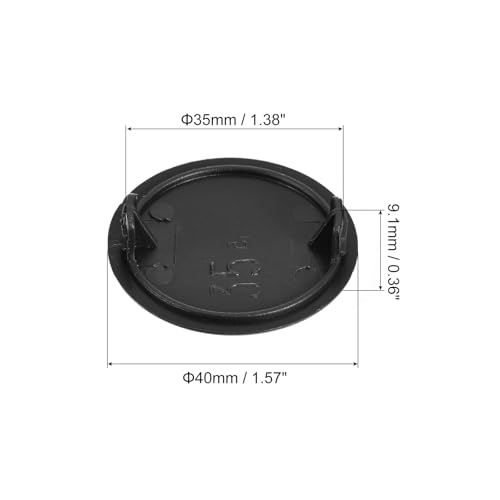 Image of uxcell 80Pcs Hinge Hole Covers, 35mm(1 3 /8 inch) Dia Plastic Concealed Hole Cover Round Flush Type Caps for Furniture Cabinet Cupboard, Black