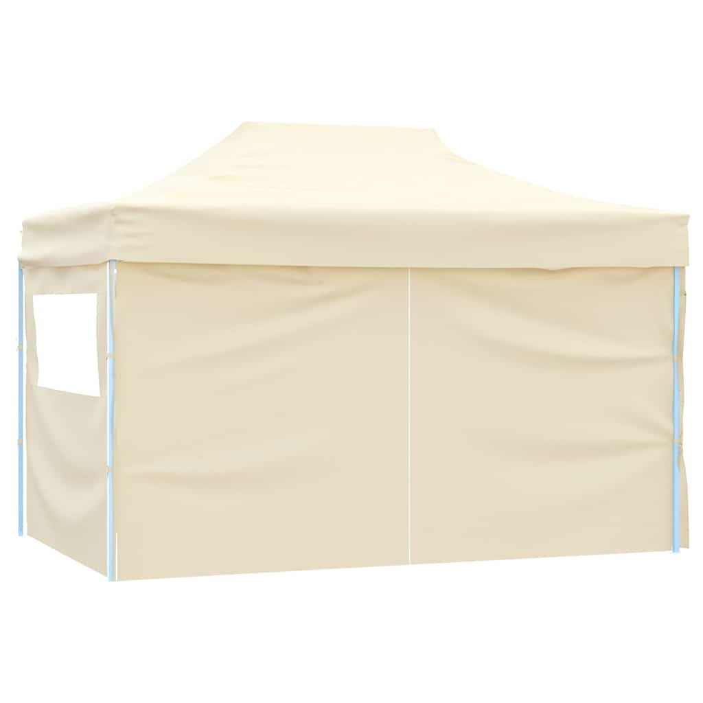 Gazebo pieghevole 3 x 4 m, colore crema, con 4 pareti in acciaio