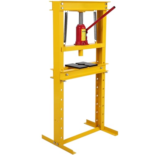 Image of 12 Ton Shop Press H Frame Press, 12 Ton Hydraulic Press H Frame Garage Floor Press with Plate, Adjustable Working Table Height Hydraulic Shop Floor Press for Gears and Bearings