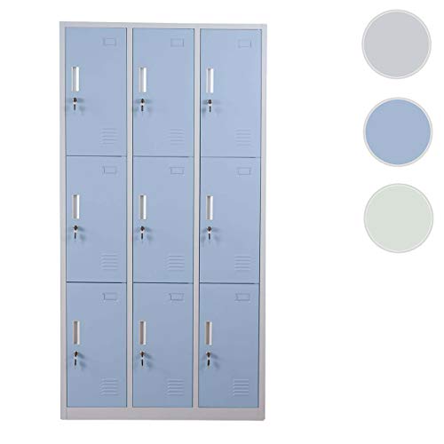 Schließfach Boston T829, Schließfachschrank Wertfachschrank Spind, Metall 9 Fächer - blau