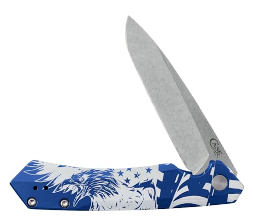 Case XX Pocket Knife EAGLE & FLAG BLUE ANODIZED ALUMINUM KINZUA Item #10780 - KINZUA S35VN - Length Closed: 4 3/4Inches