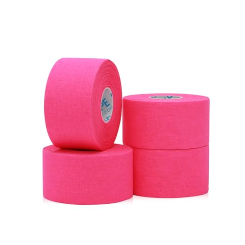 Image of OK TAPE Athletic Sports Tape(4 Packs) - 45ft Per Roll Very Strong Tape for Athlete & Sport Trainers & First Aid Injury Wrap, Perfect for Fingers Ankles Wrist on Bat, Hockey Stick - Pink