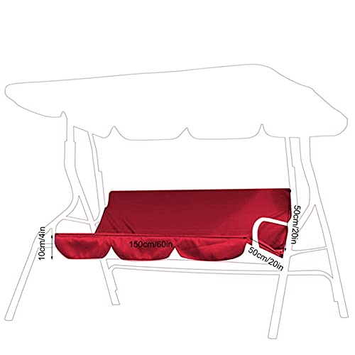 Denash Garden Swing 3 Seater Hammock Bench Cushion,High‑Grade 190T Polyester Taffeta Fabric Patio Swing Chair Replacement Cushion Seat Pad,Waterproof Swing Chair Cushion (150 * 50 * 10CM - Image 2