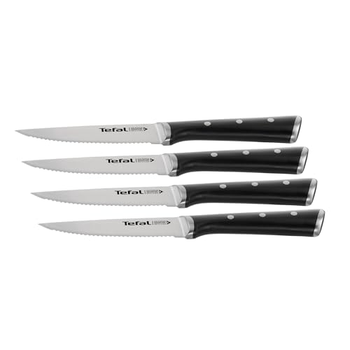 Tefal Ice Force – Juego de 4 Cuchillos de Carne 11 cm | Acero Inoxidable Alemán,...