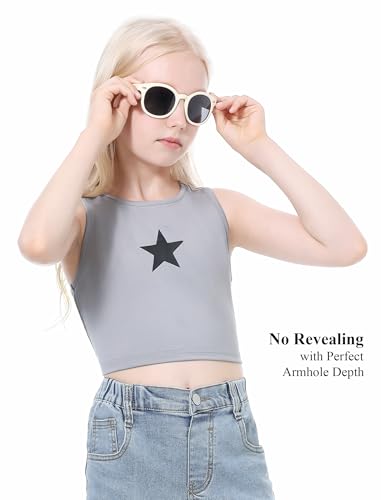 Image of EXARUS Girls Crop Tank Top Dance Hip Hop Outfits Cheer Cropped Top | Kids Tween Youth Summer Athletic Dance Convention Fitted Gymnastics Sleeveless Clothes