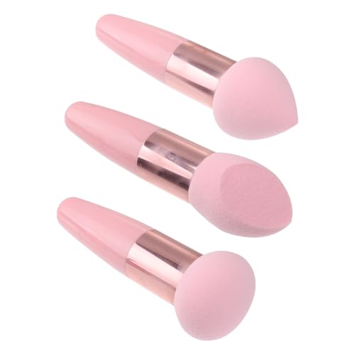 HOOWIFFY Set de 3 Bolígrafos de Esponja para Maquillaje Rosa, Aplicadores Hipoalergénicos Suaves y Esponjosos, Herramientas Cosméticas Reutilizables para Polvos y Base, Estilo Aleatorio