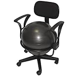 Deluxe Office Ball Chair, ergonomic chair, lockable wheels, with armrest, lower back support, phthalates-free ball, 16' arm rest to arm rest