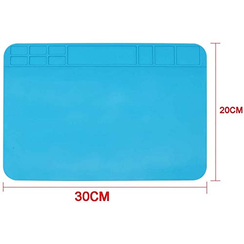 Pasuihcay Insulation Silicone Soldering Repair Mat Heat Resistant Work Pad for Mobile Phone PCB BGA Soldering Iron Repair Pad, Blue