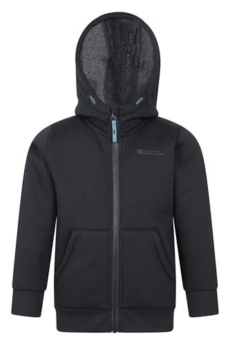 Image of Mountain Warehouse Nordic II Kids Full-Zip Hoodie - Warm & Snug Top with Sherpa Lining, For Boys & Girls - Best for Autumn, Winter, Outdoors, Walking, School Black Kids Size 9-10 Years