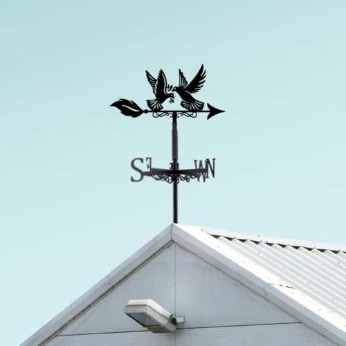 SUPERDANT Wetterhahn In Form Einer Friedenstaube Fürs Dach Wetterfahne Aus Metall In Tierform Tauben Wetterfahnen Für Schuppen Schwarzer Windrichtungsanzeiger Für Bauernhaus Hof Bauernhof Schuppen