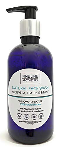 100% Natural - GEL LAVADO ROSTRO - ARBOL DE TÉ & MENTA - 250 ml - de Fine Line Apothecary - Sin Sulfatos, Sin Parabenos, Sin Fragancias Artificiales. Elimina Impurezas, Para Todo Tipo de Pieles.
