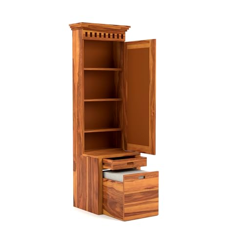 Image of Triventix Handicraft Sheesham Wood Dressing Table with 1 Drawer and 1 Cushioned Stool for Living Room Bedroom Wooden Vanities for Home Solid Wood Bedroom Furniture (Natural)