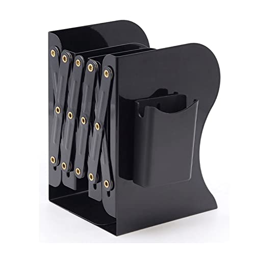 RICHDMI Sujetalibros, Book Holder for Shelf, Estantería Retráctil para Libros, Sujetalibros Telescópicos de Metal, Apoyalibros, para Estudiante, Escritorio, Oficina, Familia, con Portalápices