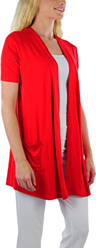 Image of ToBeInStyle Womens Open Front Casual Shrug Lightweight Layering Cardigan Sleeveless or Short Sleeve