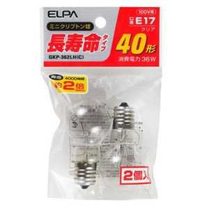 ELPA long-life mini krypton bulb 40W-shaped E17 clear 2 pieces GKP-362LH (C)