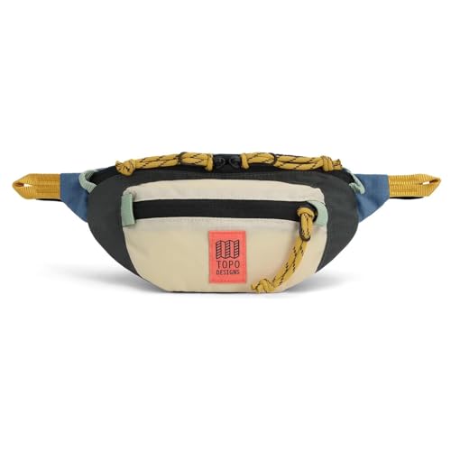 Topo Designs Mountain Waist Pack Durable Lightweight Hip Pack Shoulder Sling Bag for Daily Essentials Adjustable Fit 2 Storage Pockets 410D Nylon Ripstop 2L capacity (Stone Blue/Bone White)