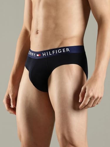 Image of Tommy Hilfiger Men Cotton Elastane Mid Rise Solid Multi Briefs-Pack of 3